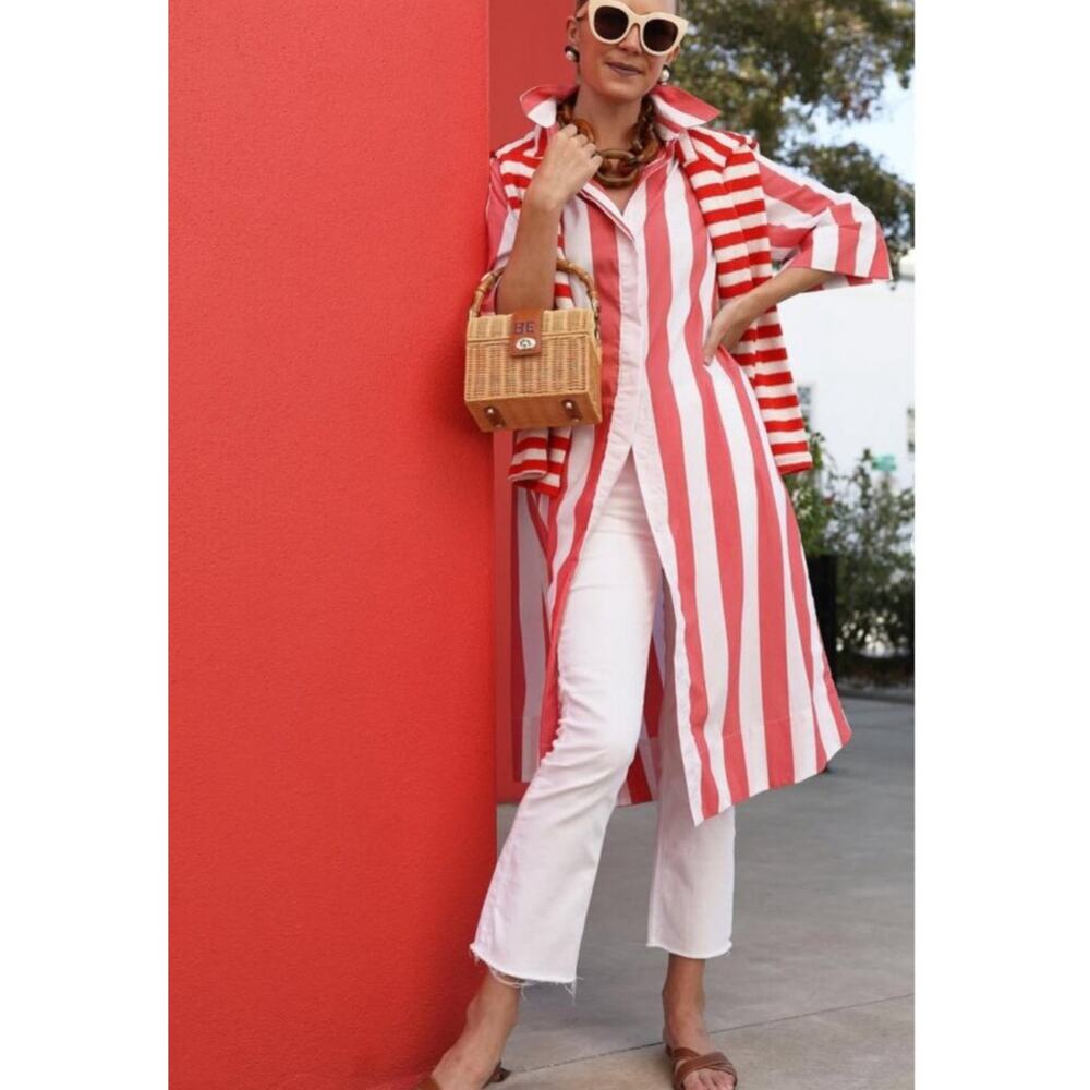 NWOT LAKE Marnie Kaftan Dress European Granita Cabana Stripe Button Down Small